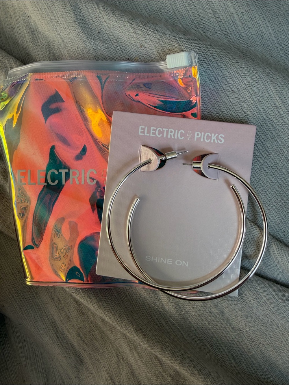 Electric Picks Silver Hoop Earrings